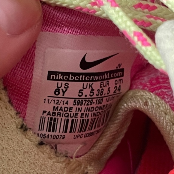NIKE Sneakers Youth Size 6 Pink Orange Neon Running - Picture 4 of 10